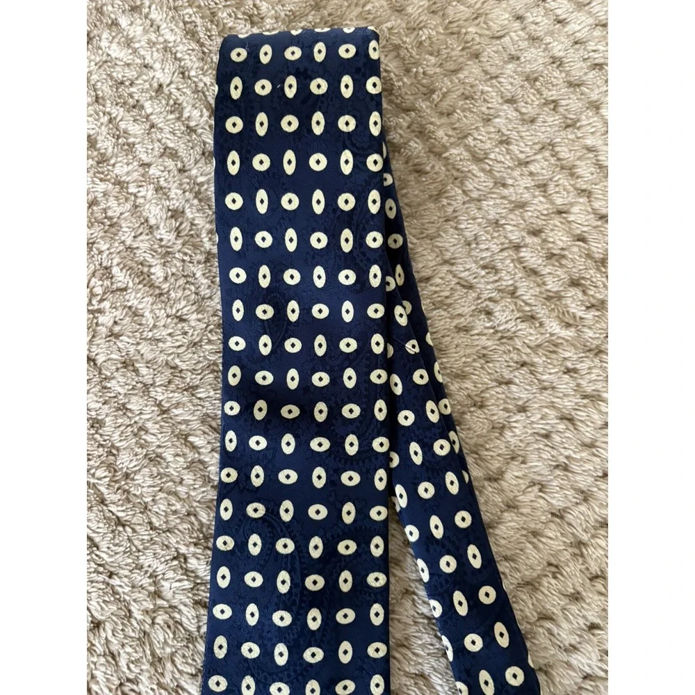 Vintage Polo Ralph Lauren Silk Tie Handmade Blue Beige Preppy Quiet Luxury
